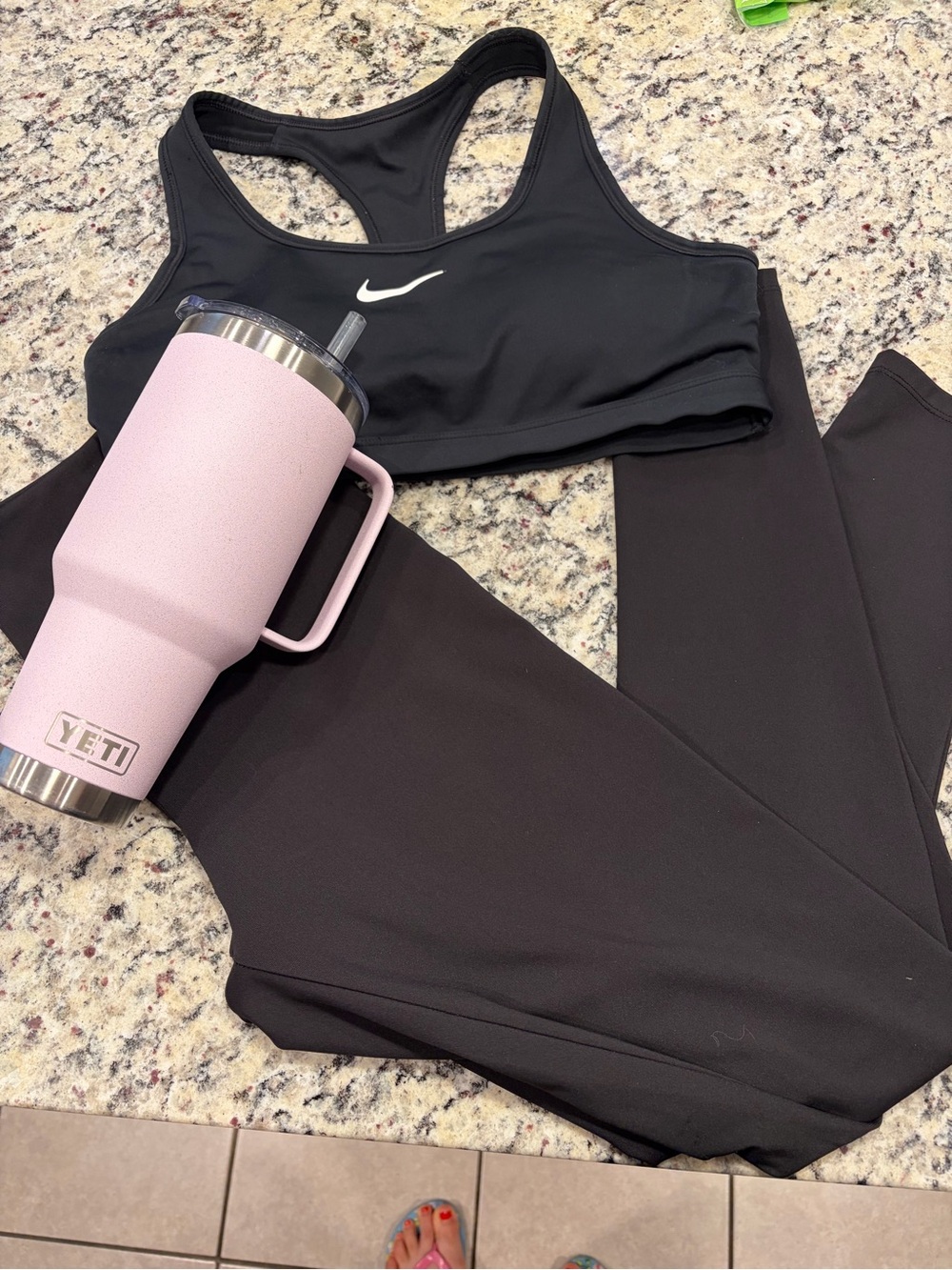 Nike Black Racerback Sports Bra with legins  and yeti all like new